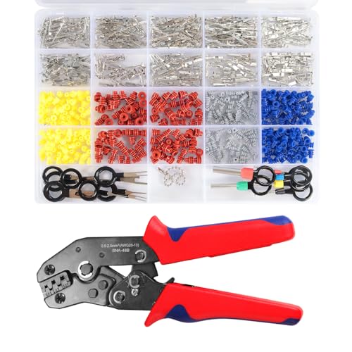 Amliber 719PCS 19 Types Automotive Pin Connector Kit With Wire Crimping Tool 11518222835mm Terminal Pins With Pin Removal Tool Kit For 2214 AWG Molex Style Deutsch DELPHI AMP JST TYCO Connectors - Image 1