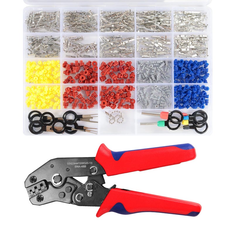 Amliber 719PCS 19 Types Automotive Pin Connector Kit With Wire Crimping Tool 11518222835mm Terminal Pins With Pin Removal Tool Kit For 2214 AWG Molex Style Deutsch DELPHI AMP JST TYCO Connectors - Image 2