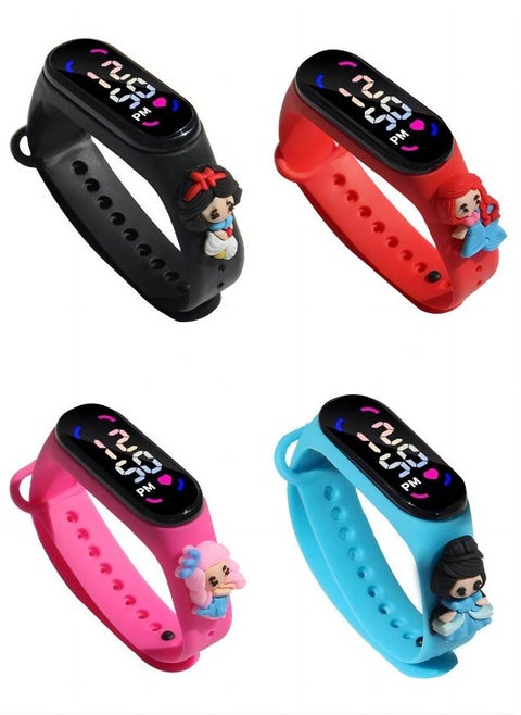 4 Pcs Kids' Water Resistant Silicone Digital Watch
