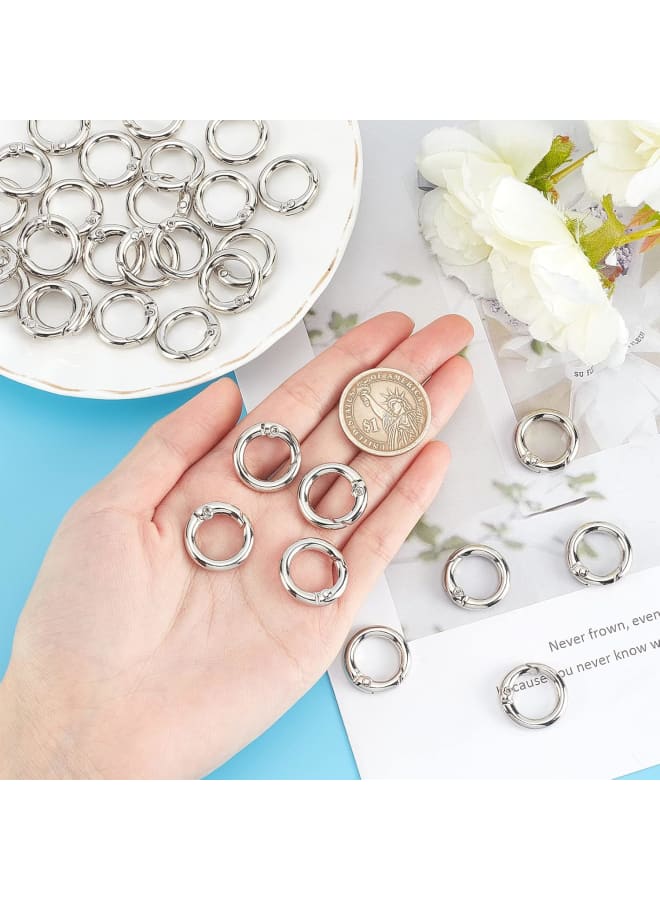 32Pcs Spring O Rings Silver Round Carabiner Clip Split Zinc Alloy Snap Hooks Metal Clamp Clasp Keyrings Buckle Trigger for Bag Purse Handbag Strap Craft DIY Accessory, 20MM - Image 3