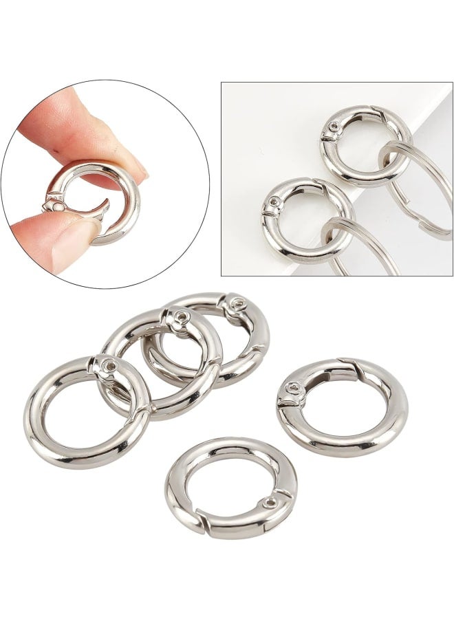 32Pcs Spring O Rings Silver Round Carabiner Clip Split Zinc Alloy Snap Hooks Metal Clamp Clasp Keyrings Buckle Trigger for Bag Purse Handbag Strap Craft DIY Accessory, 20MM - Image 4