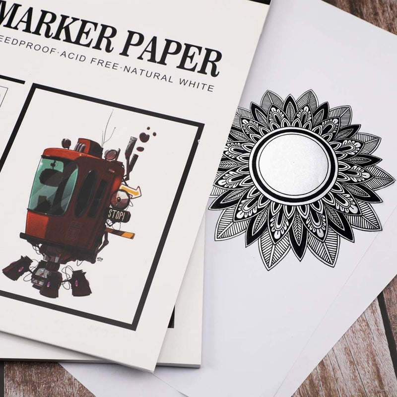 BOXUN Premium 50 Sheets Sketch Marker Paper Pad, Bleedproof Artist Drawing Paper, 8.27 x 11.69 Inch - Image 4