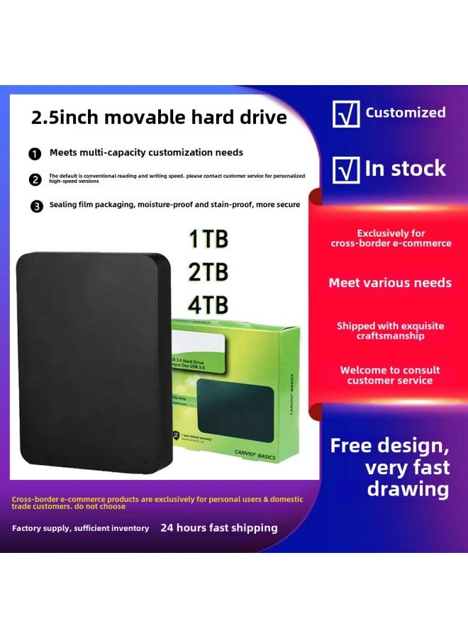 توسيع ترقية القرص الصلب المحمول القرص الصلب 2 تيرابايت القرص الصلب الخارجي لعبة القرص الصلب 1 تيرابايت القرص الصلب المحمول 4t-السعة: 2 تيرابايت (64 جرام نسخة مطورة)-الواجهة: USB 3.0 - Image 1