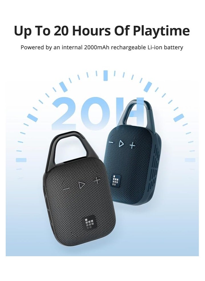 Tronsmart Mirtune H1 Outdoor Bluetooth Speaker, Portable Speaker, 20H Playtime, Loud Sound and Punchy Bass, Integrated Carabiner, IPX7 Waterproof, Customize EQ, BT 5.3 for Cycling, Hiking(Blue) - Image 3