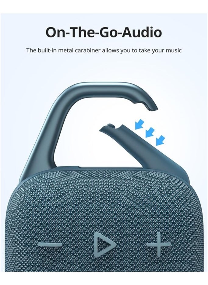 Tronsmart Mirtune H1 Outdoor Bluetooth Speaker, Portable Speaker, 20H Playtime, Loud Sound and Punchy Bass, Integrated Carabiner, IPX7 Waterproof, Customize EQ, BT 5.3 for Cycling, Hiking(Blue) - Image 2