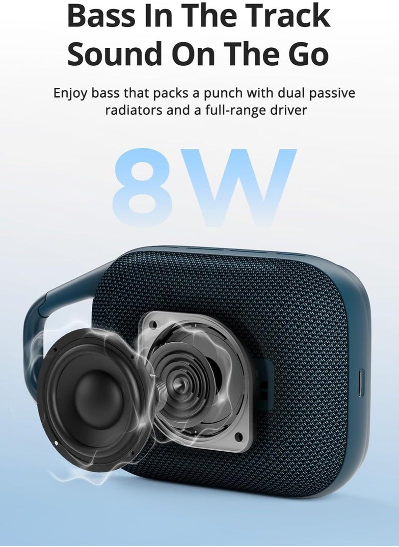 Tronsmart Mirtune H1 Outdoor Bluetooth Speaker, Portable Speaker, 20H Playtime, Loud Sound and Punchy Bass, Integrated Carabiner, IPX7 Waterproof, Customize EQ, BT 5.3 for Cycling, Hiking(Blue) - Image 4