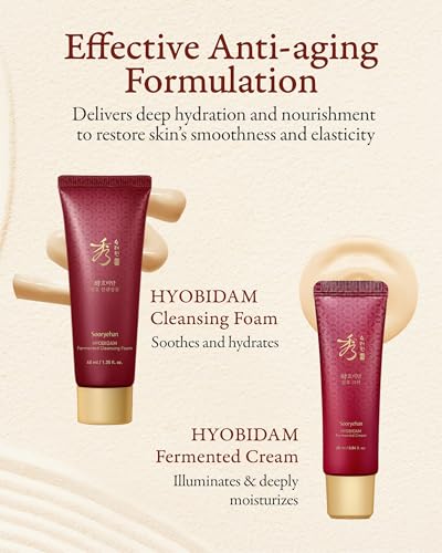 Sooryehan Hyobidam Fermented Skincare Trial Kit Pack of 4 Korean Skincare Miniature Set Toner Emulsion Cream Cleansing Foam Hydration Elasticity Travel Size Gift Set - Image 3