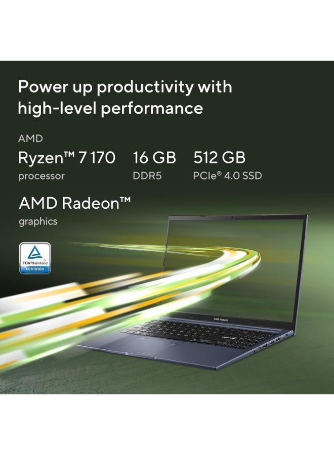 ASUS Vivobook 15 (2026) M1502NAQ AMD Ryzen 7 170 Fingerprint Sensor 16GB RAM - 512GB SSD FHD 15.6" Windows 11, M365 Basic(1 Year) Office 2024 Quiet Blue Thin & Light Laptop English Quite Blue - Image 2