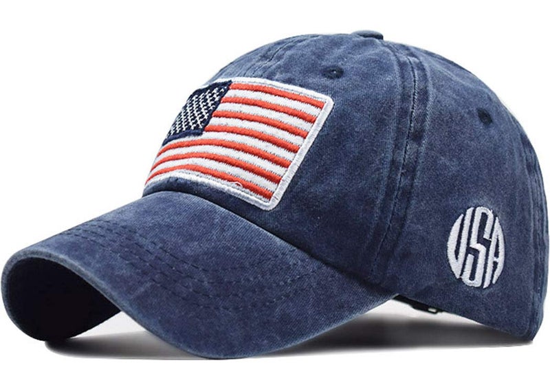 Mealah Men's American-Flag Baseball-Cap Embroidery - Washed Adjustable USA Dad Hat for Women Navy - Image 1