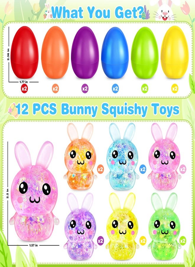 OCHIDO 12 Pack Easter Eggs Filled with Bunny Squeeze Toys, Easter Basket Essentials, Prefilled Easter Eggs with Toys for Easter Basket Stuffers, Easter Party Favors, Easter Egg Hunt, Classroom Prizes - Image 2