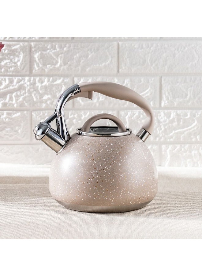 Chef's Delight Chef's Delight Stainless Steel Whistling Kettle Durable High Quality Tea Kettle with Whistle Ideal for Boiling Water Elegant Design Perfect for Kitchen and Daily Use2.8L Beige  - Image 1