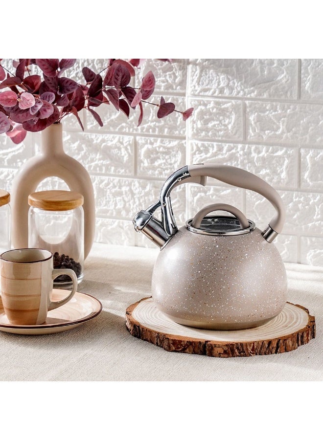 Chef's Delight Chef's Delight Stainless Steel Whistling Kettle Durable High Quality Tea Kettle with Whistle Ideal for Boiling Water Elegant Design Perfect for Kitchen and Daily Use2.8L Beige  - Image 5