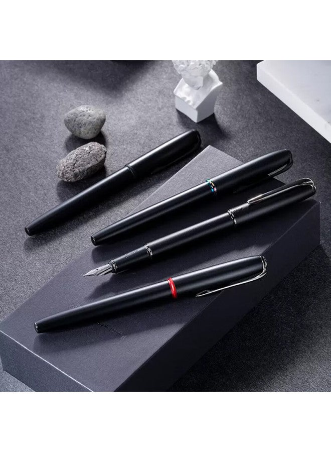 Pimio Pen قلم التوقيع هدية مكتبية للأعمال للكبار للطلاب قلم الخط للرجال والنساء هدية عيد الميلاد قلم حبر إيريديوم سلسلة مالاغا 916 أسود ملون - Image 5