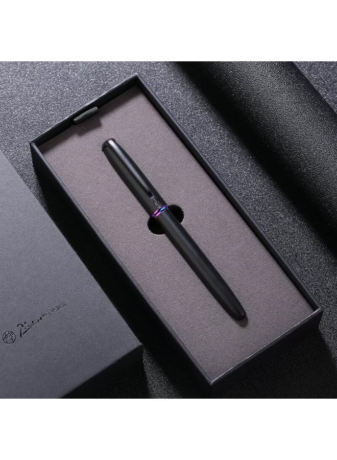 Pimio Pen قلم التوقيع هدية مكتبية للأعمال للكبار للطلاب قلم الخط للرجال والنساء هدية عيد الميلاد قلم حبر إيريديوم سلسلة مالاغا 916 أسود ملون - Image 3