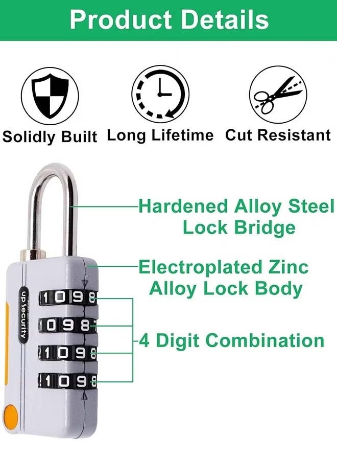 2-Pack Professional Waterproof Combination Padlocks - Resettable 4-Digit Code Locks for Suitcase, Gym Locker, School, Gate, Travel & Outdoor Use - Image 2