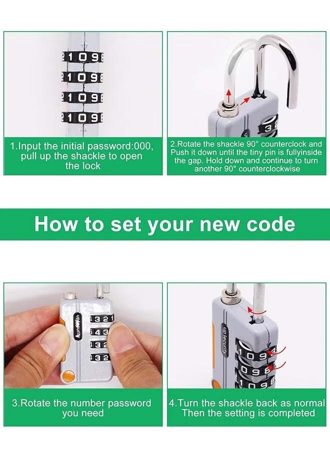 2-Pack Professional Waterproof Combination Padlocks - Resettable 4-Digit Code Locks for Suitcase, Gym Locker, School, Gate, Travel & Outdoor Use - Image 3