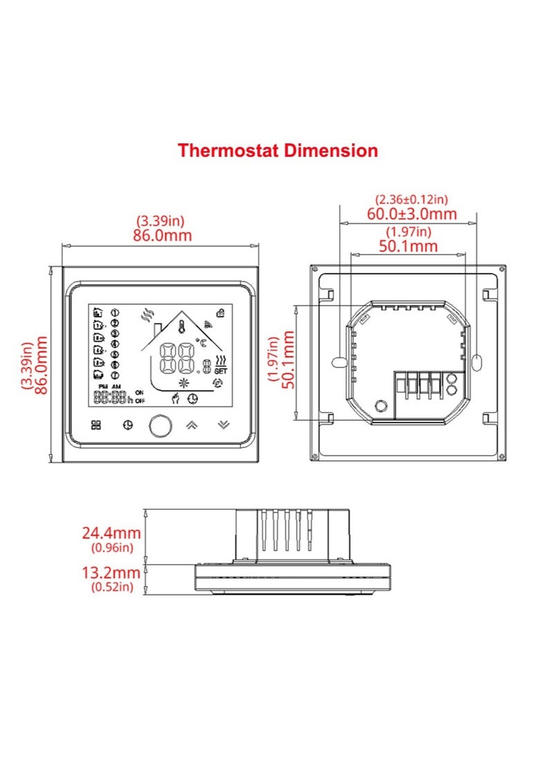 Excefore - Smart Thermostat, WiFi Thermostat, Energy Saving Thermostat, LCD Touch Screen Temperature Controller with Alexa, for Electric Heating, Gas Boiler, Floor Heating (White) - Image 1