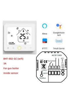 Excefore Smart Thermostat, WiFi Thermostat, Energy Saving Thermostat, LCD Touch Screen Temperature Controller with Alexa, for Electric Heating, Gas Boiler, Floor Heating (White)  - Image 3