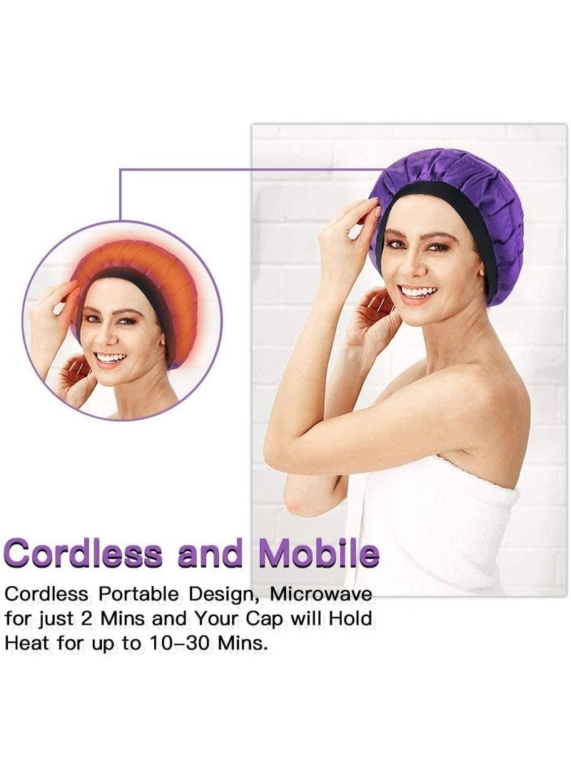 Cordless Deep Conditioning Heat Cap, Yakiter A Hot Head Cap to Hydrate, Moisturize and Condition, 100% Natural Cotton Flaxseed Seed Interior (Purple) - Image 4