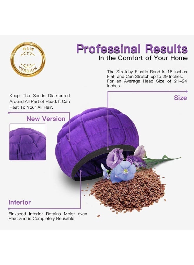 Cordless Deep Conditioning Heat Cap, Yakiter A Hot Head Cap to Hydrate, Moisturize and Condition, 100% Natural Cotton Flaxseed Seed Interior (Purple) - Image 2