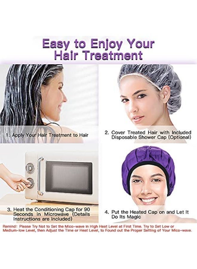 Cordless Deep Conditioning Heat Cap, Yakiter A Hot Head Cap to Hydrate, Moisturize and Condition, 100% Natural Cotton Flaxseed Seed Interior (Purple) - Image 5