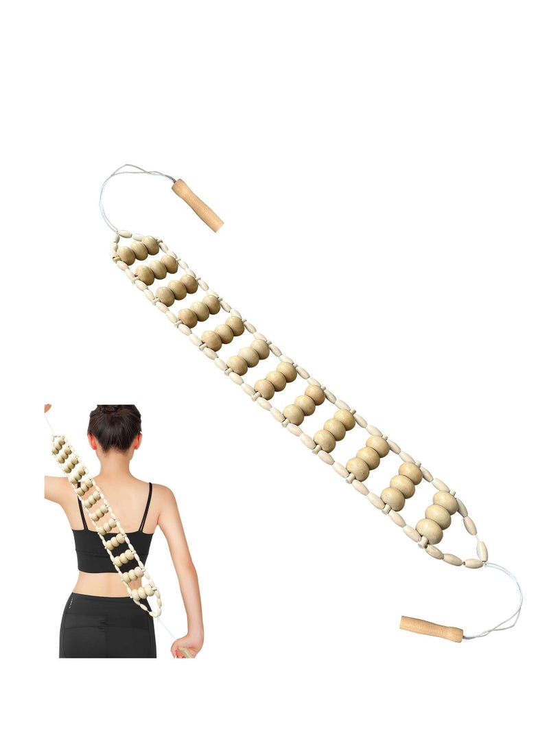 SYOSI, Wooden Massage Back Roller Rope, Wooden Therapy Cellulite Massage Roller for Neck Leg Back Pain Relief - Image 1