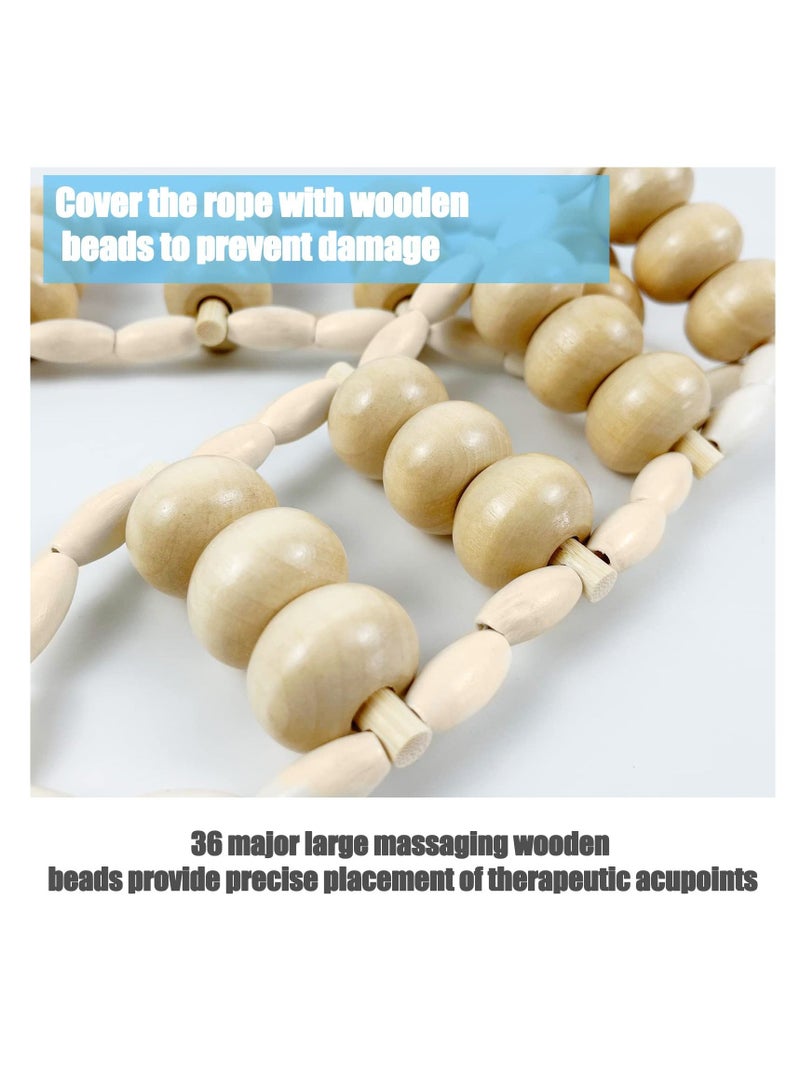 SYOSI, Wooden Massage Back Roller Rope, Wooden Therapy Cellulite Massage Roller for Neck Leg Back Pain Relief - Image 4