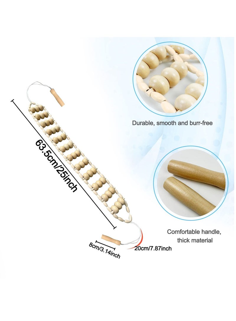SYOSI, Wooden Massage Back Roller Rope, Wooden Therapy Cellulite Massage Roller for Neck Leg Back Pain Relief - Image 2