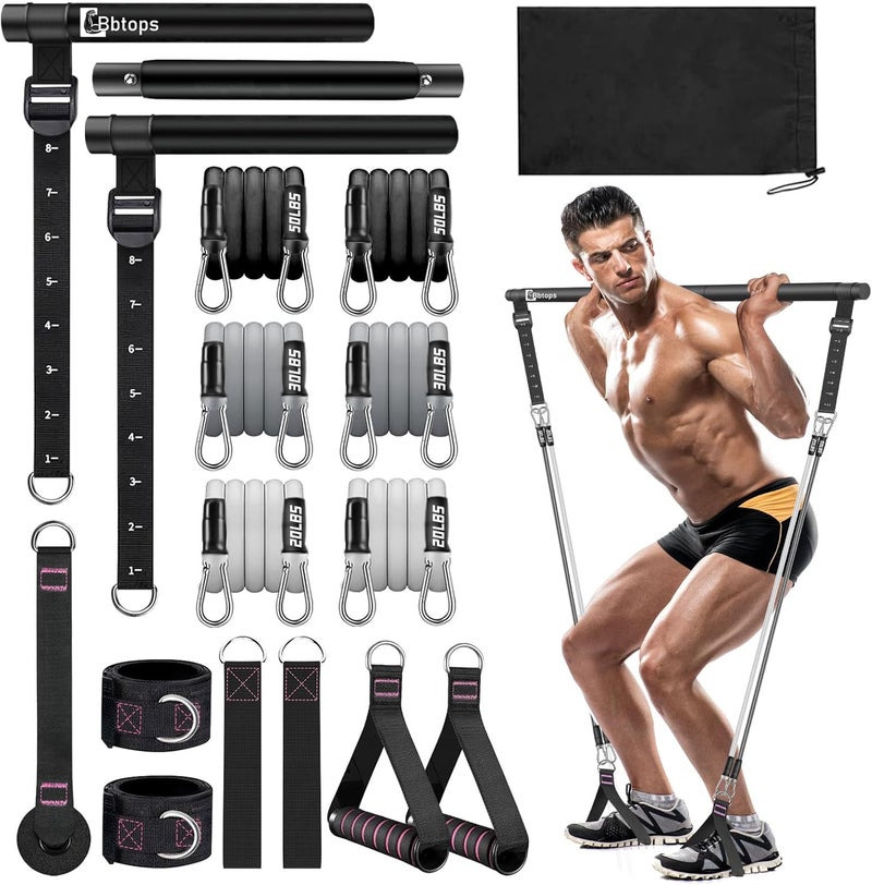 Bbtops Pilates Bar Kit with Resistance Bands,Pilates Bar with Stackable Bands Workout Equipment for Legs,Hip,Waist and Arm,Exercise Fitness Equipment for Women & Men Home Gym Yoga Pilates - Image 1