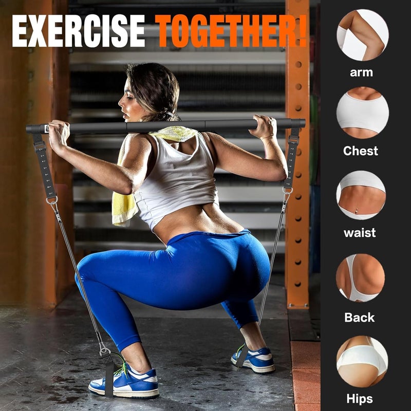 Bbtops Pilates Bar Kit with Resistance Bands,Pilates Bar with Stackable Bands Workout Equipment for Legs,Hip,Waist and Arm,Exercise Fitness Equipment for Women & Men Home Gym Yoga Pilates - Image 5