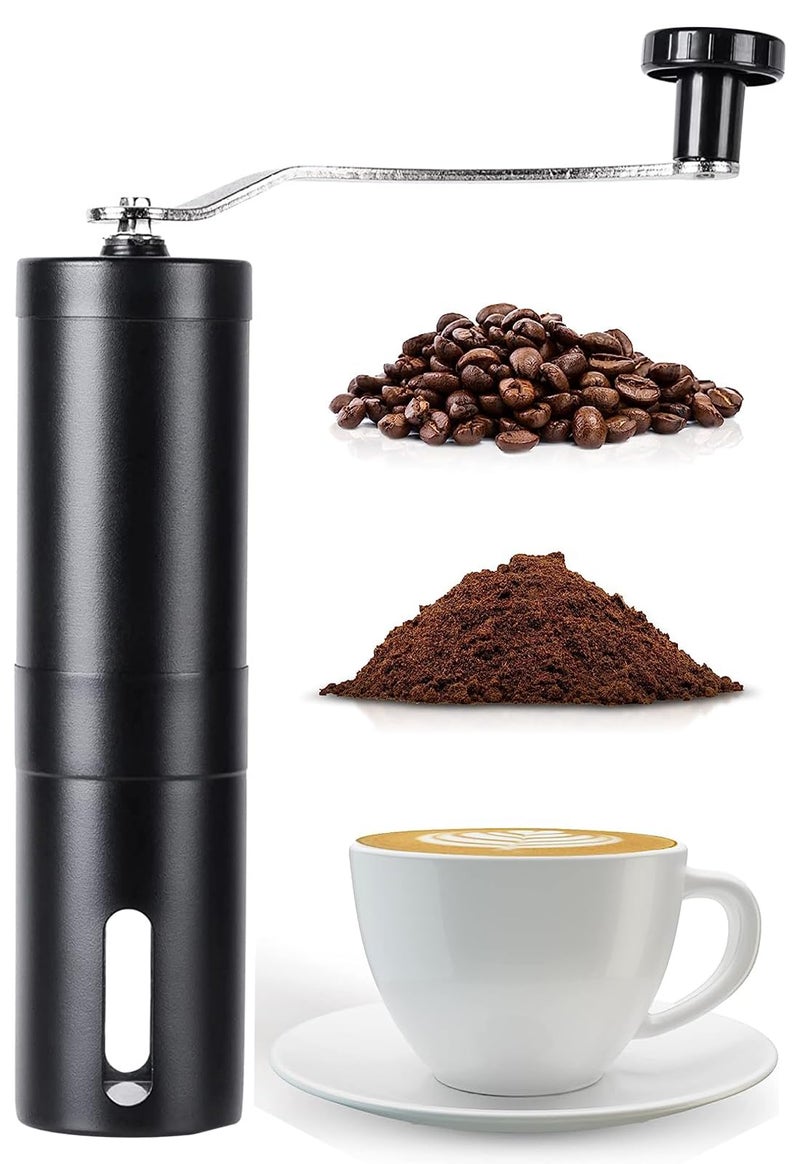 HOPz Manual Coffee Grinder Stainless Steel Manual Coffee Bean Grinder with Hand Crank and Fine to Coarse — Portable Espresso Grinder for Camping or Travel (Black Silve) - Image 3