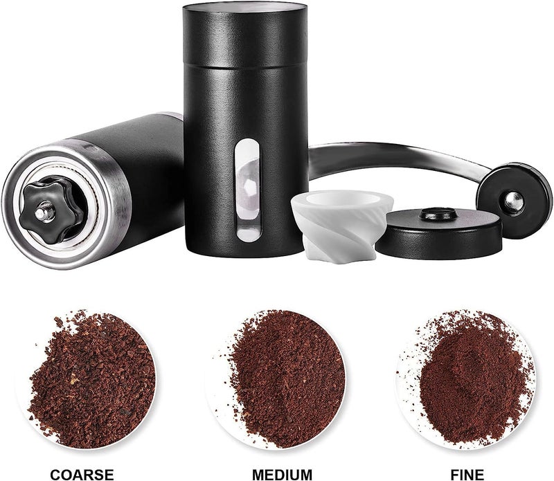 HOPz Manual Coffee Grinder Stainless Steel Manual Coffee Bean Grinder with Hand Crank and Fine to Coarse — Portable Espresso Grinder for Camping or Travel (Black Silve) - Image 5