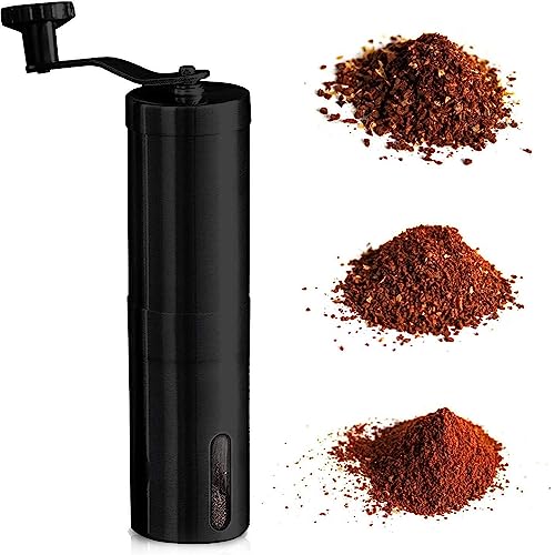 HOPz Manual Coffee Grinder Stainless Steel Manual Coffee Bean Grinder with Hand Crank and Fine to Coarse — Portable Espresso Grinder for Camping or Travel (Black Silve) - Image 1