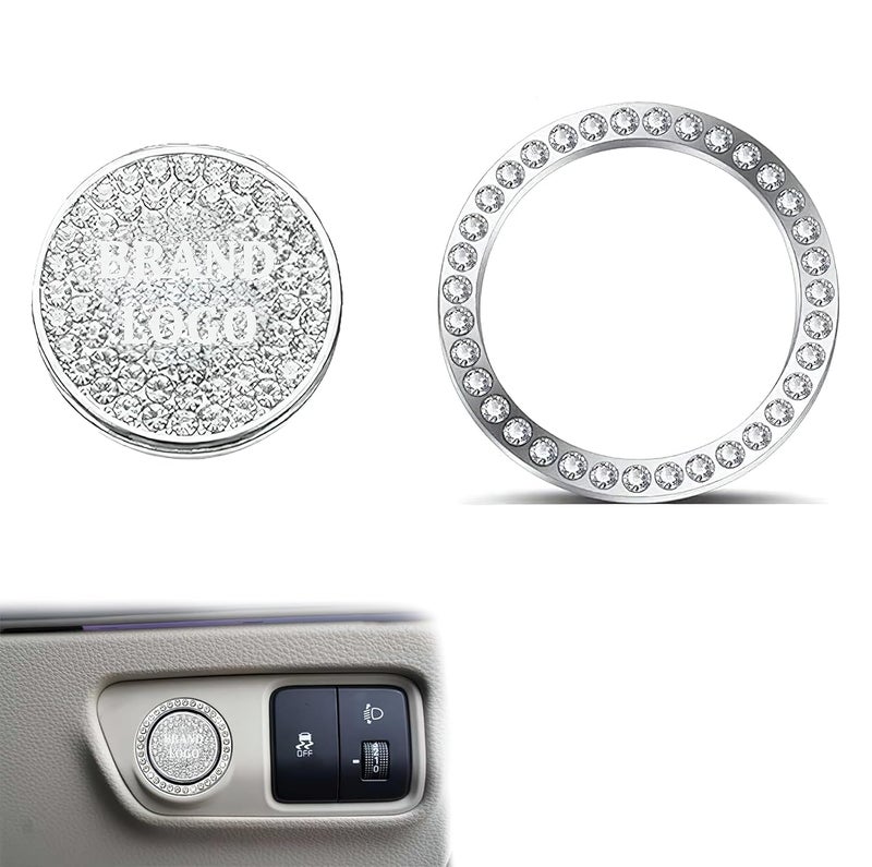 AVEDIA Diamond Decorative Plastic Ring Car Engine Start Stop Button Cover, Ignition Cover, Push Button Cover for Vehicle Interior For X1, X3, X5, M2, i4, iX1, Series 2, 3, 5, 6, Z4, M340i - Image 1
