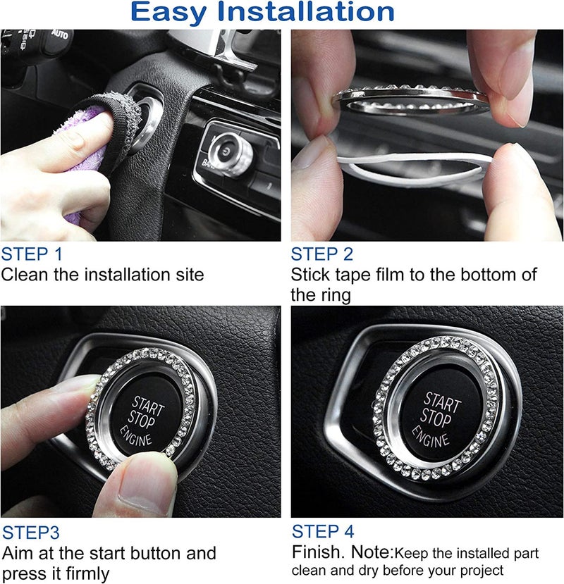 AVEDIA Diamond Decorative Plastic Ring Car Engine Start Stop Button Cover, Ignition Cover, Push Button Cover for Vehicle Interior For X1, X3, X5, M2, i4, iX1, Series 2, 3, 5, 6, Z4, M340i - Image 3