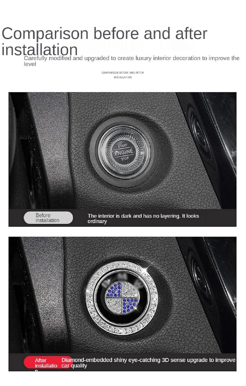 AVEDIA Diamond Decorative Plastic Ring Car Engine Start Stop Button Cover, Ignition Cover, Push Button Cover for Vehicle Interior For X1, X3, X5, M2, i4, iX1, Series 2, 3, 5, 6, Z4, M340i - Image 5