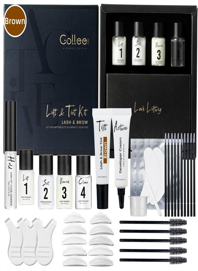 GOLLEE Lash Lift Kit 4 in 1 Brow Lamination Kit, Professional Eyelash Perm Kit for Beginner Salon Quality at Home with Long-Lasting Natural Brown Color - Image 1
