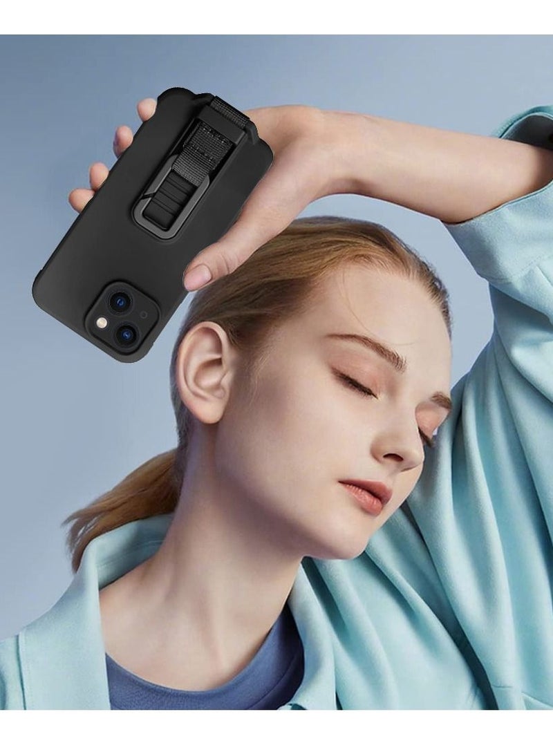 CATANES iPhone 13 Case Soft Silicone Foldable Kickstand Buckle Hook Back Cover Black - Image 4