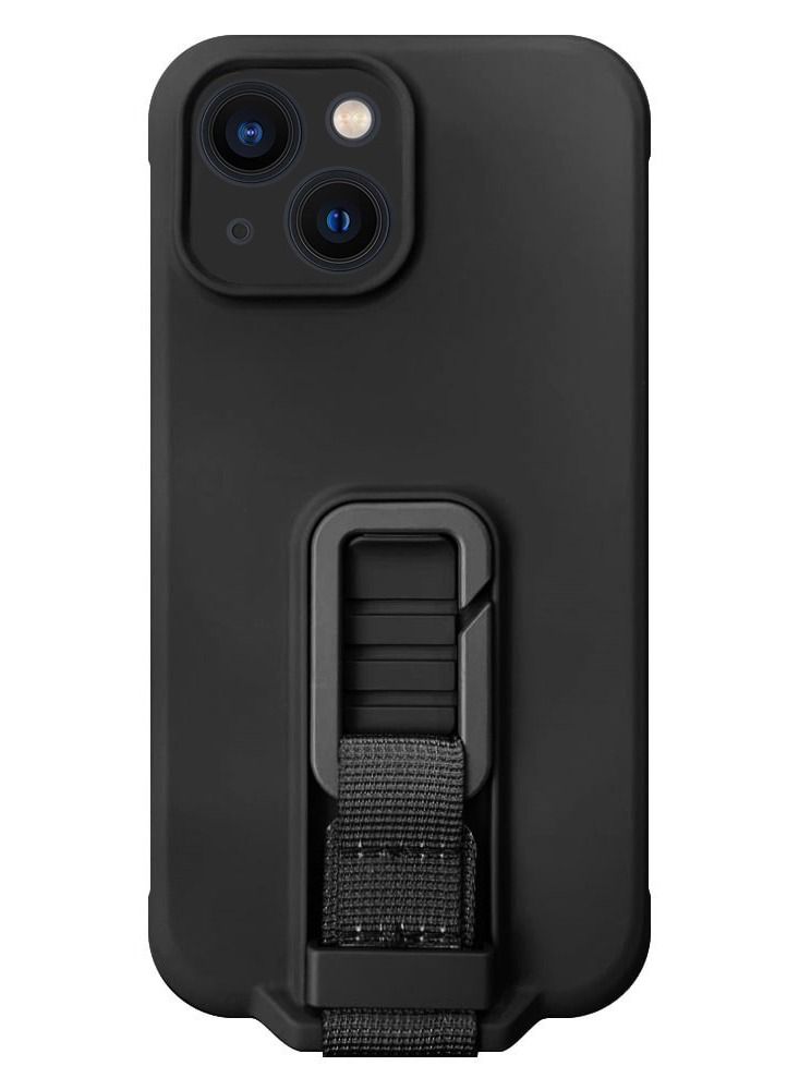 CATANES iPhone 13 Case Soft Silicone Foldable Kickstand Buckle Hook Back Cover Black - Image 1