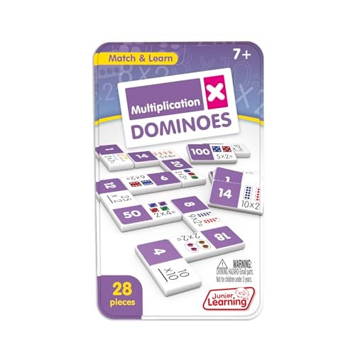 Junior Learning Multiplication Dominoes Game Set, 28 Pieces, Ages 7-9, Math Skills, Grade 2-3 - Image 2