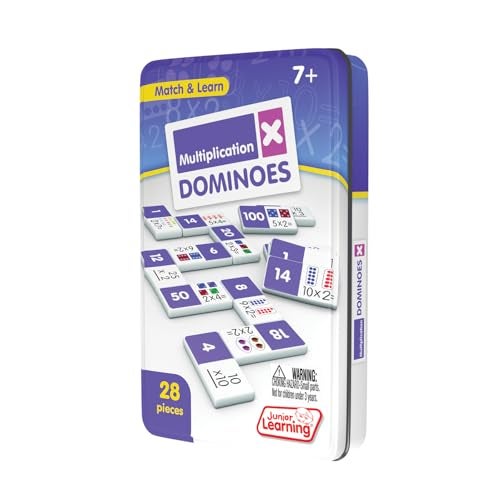 Junior Learning Multiplication Dominoes Game Set, 28 Pieces, Ages 7-9, Math Skills, Grade 2-3 - Image 3