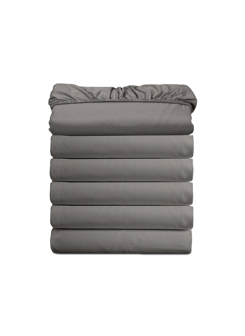 Elegant Comfort (6-Pack) Luxury Fitted Sheets! Premium Hotel Quality Elegant Comfort Wrinkle-Free 1500 Thread Count Egyptian Quality 6-Pack Fitted Sheet with Storage Pockets on Sides  King Size  Gray  - Image 2