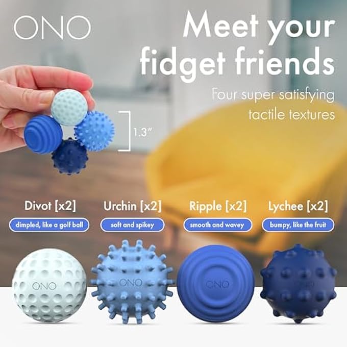 ONO Signets Silicone Magnetic Balls with Textured Dimples, Bumps, and Waves | Fun to Play with Fidget Toy for Adults | Help Relieve Stress, Anxiety, Tension (Sapphire, Set of 8) - Image 3