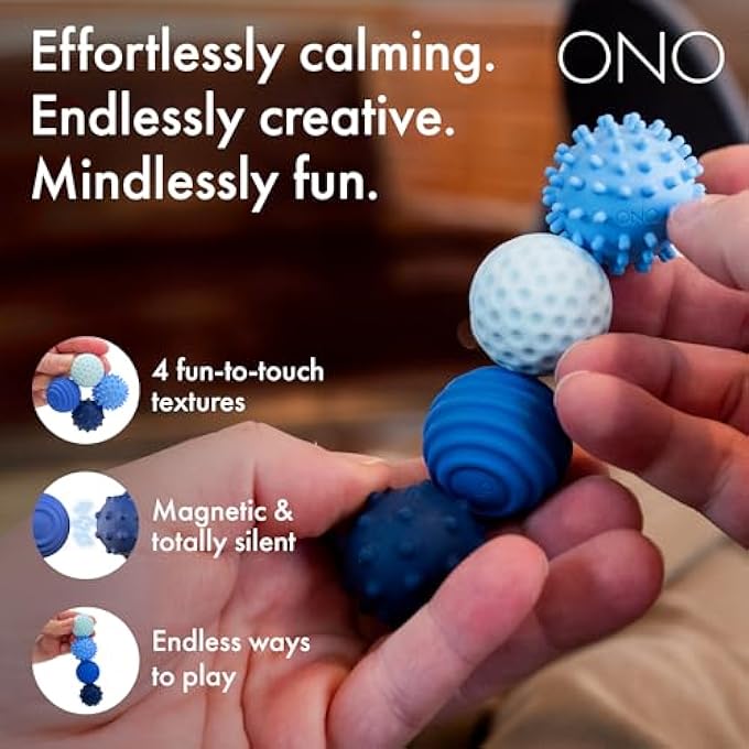 ONO Signets Silicone Magnetic Balls with Textured Dimples, Bumps, and Waves | Fun to Play with Fidget Toy for Adults | Help Relieve Stress, Anxiety, Tension (Sapphire, Set of 8) - Image 2