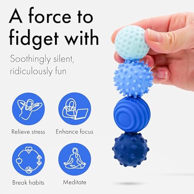 ONO Signets Silicone Magnetic Balls with Textured Dimples, Bumps, and Waves | Fun to Play with Fidget Toy for Adults | Help Relieve Stress, Anxiety, Tension (Sapphire, Set of 8) - Image 4