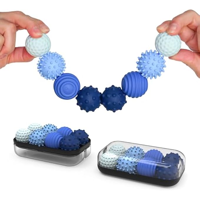 ONO Signets Silicone Magnetic Balls with Textured Dimples, Bumps, and Waves | Fun to Play with Fidget Toy for Adults | Help Relieve Stress, Anxiety, Tension (Sapphire, Set of 8) - Image 1