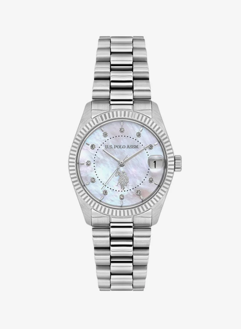 U.S. Polo Assn. New Stainless Steel Bracelet Quartz Analog Watch for Women, 32mm