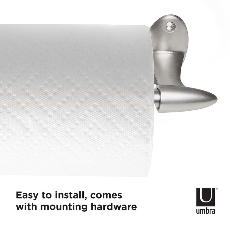 Umbra Stream Metal Wall Mount Paper Towel Holder â€“ Sleek Paper Towel Holder Great for The Kitchen, Nickel - Image 3