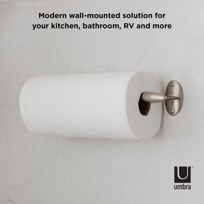 Umbra Stream Metal Wall Mount Paper Towel Holder â€“ Sleek Paper Towel Holder Great for The Kitchen, Nickel - Image 4