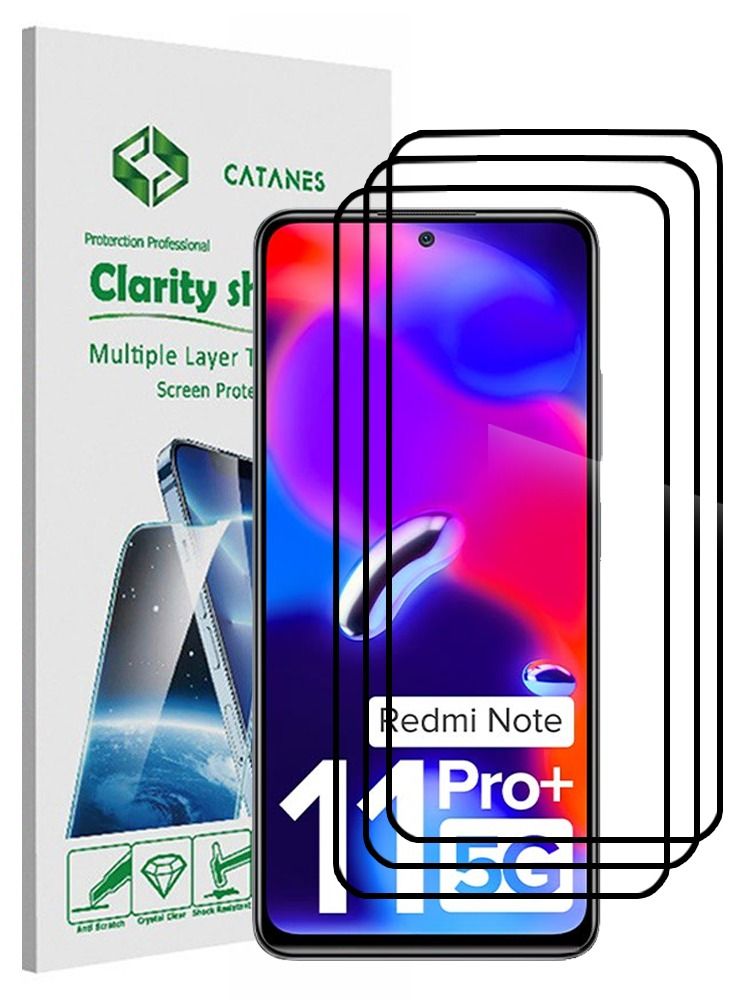 CATANES 3 Pack For Xiaomi Redmi Note 11 Pro+ 5G (India) Screen Protector Tempered Glass Full Glue Back - Image 1